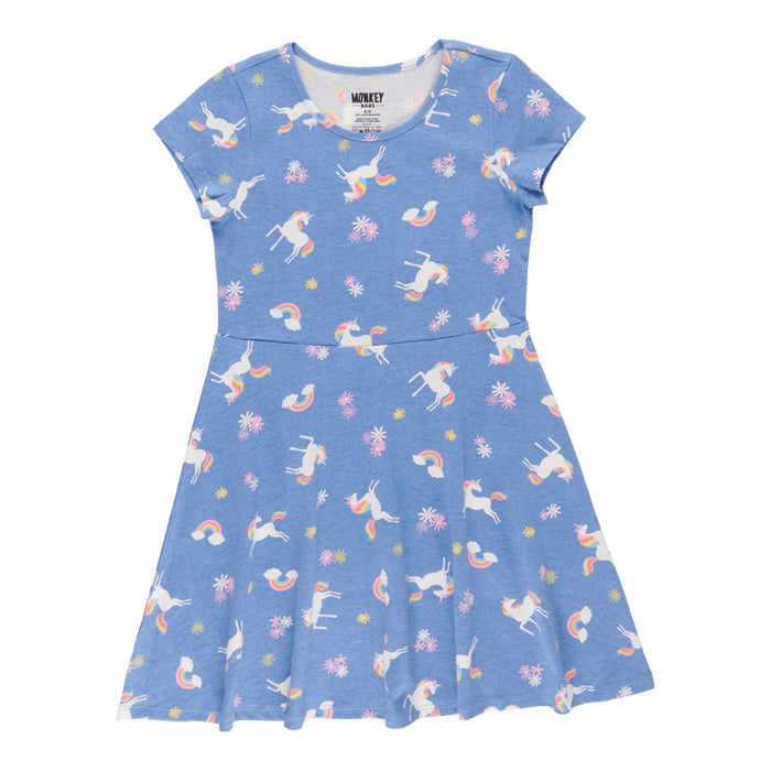 MONKEY BARS Toddler Girls' Rainbow Fun Short Sleeve Knit Dress
