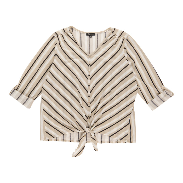 lily morgan Women's Plus V-Neck Tie Front Top