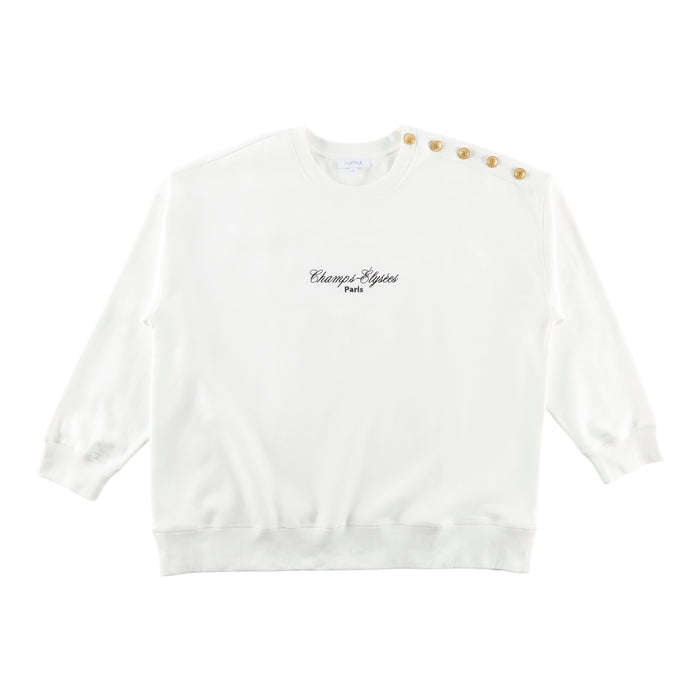 mySTYLE Women's Plus Button Crew Neck Top