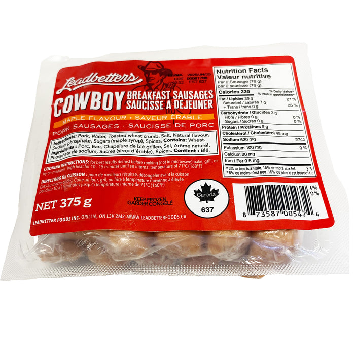 Leadbetters Cowboy Breakfast Sausage, 375 g