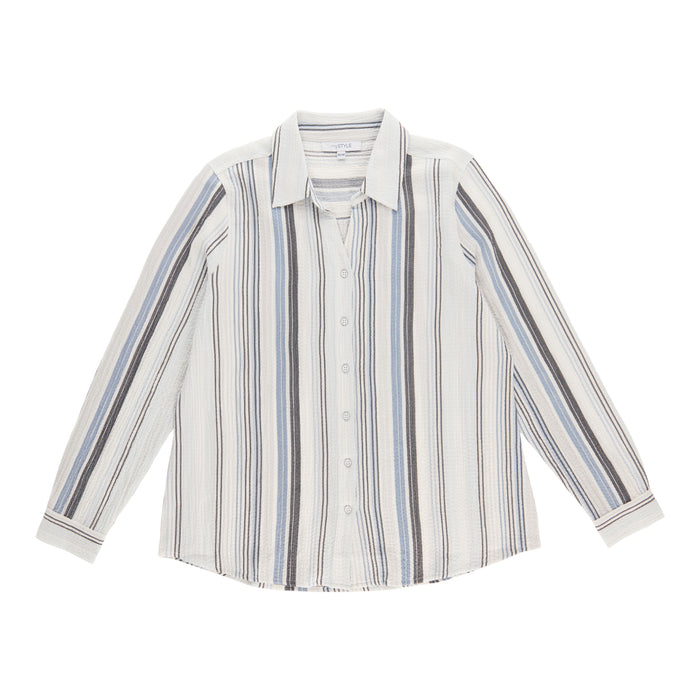 mySTYLE Women's Crinkle Button-Up Shirt