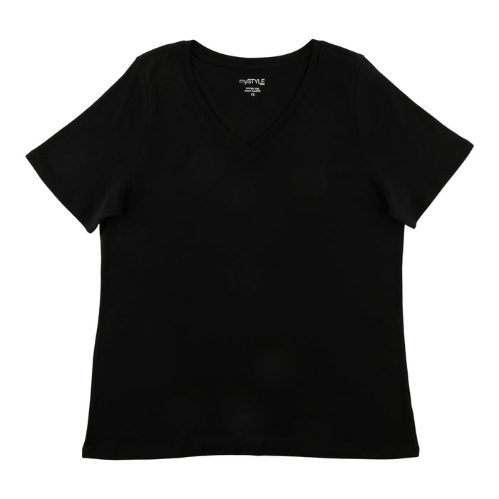 mySTYLE Women's Plus Fitted V-Neck Tee