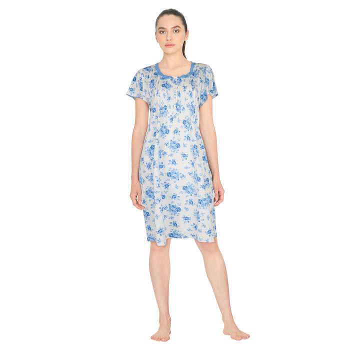 Carisma Women's Printed Mid-Length Lace Nightgown