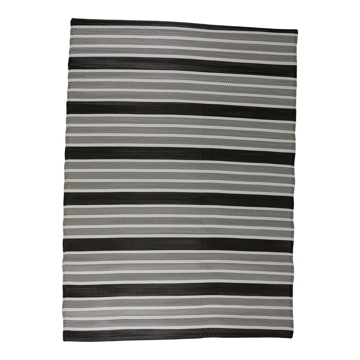 Tapis d'extérieur rayé - noir/blanc, 5 pi x 7 pi