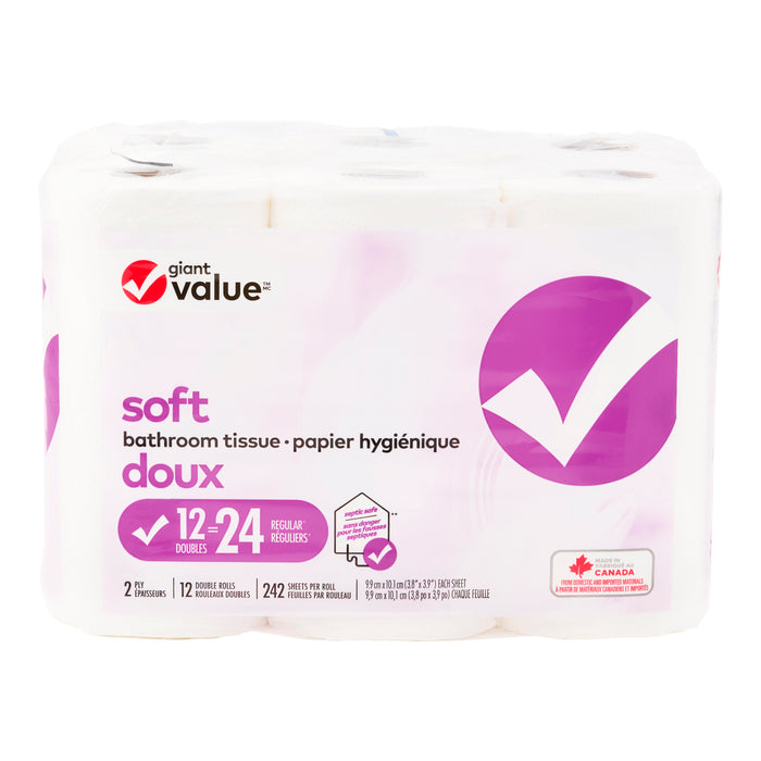 Giant Value Soft Bathroom Tissue, 12-Pack