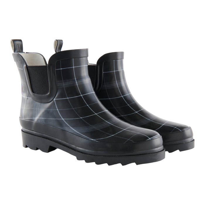mySTYLE Women's Ankle Rain Boots, Plaid