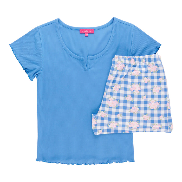 Carisma Women's Ribbed Scooped Boxer PJ Set, 2-Piece