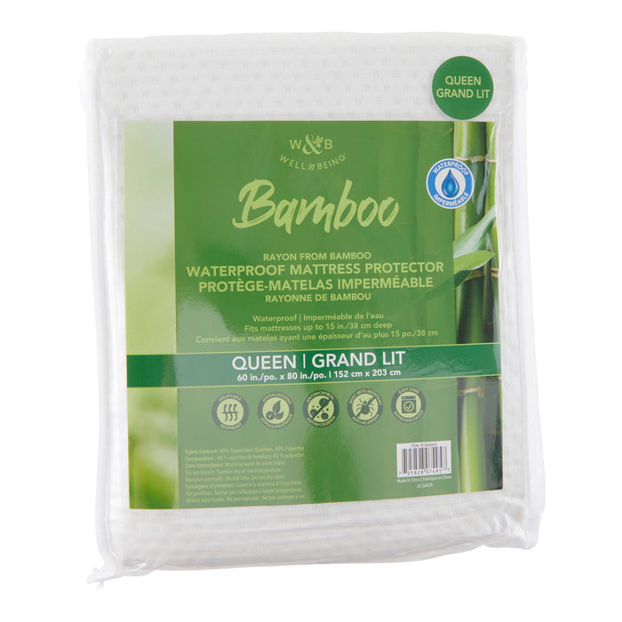 Waterproof Bamboo Mattress Protector, Queen