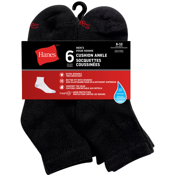 Hanes Men's Ankle Socks, 6-Pack