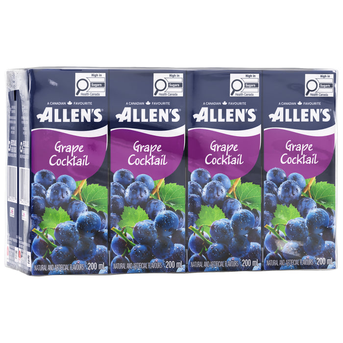 Allen's Grape Cocktail Juice Boxes, 200 ml, 8-Pack