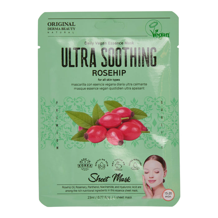 Masque en feuille ultra-apaisant à l'églantier Original Derma Beauty, paquet de 1