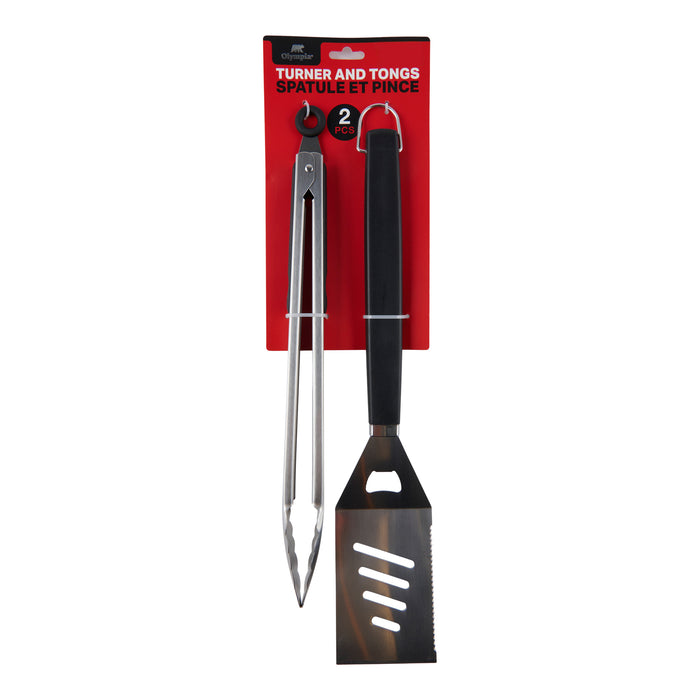 Ensemble de tournebroche et pince pour barbecue Olympia, 2 pièces