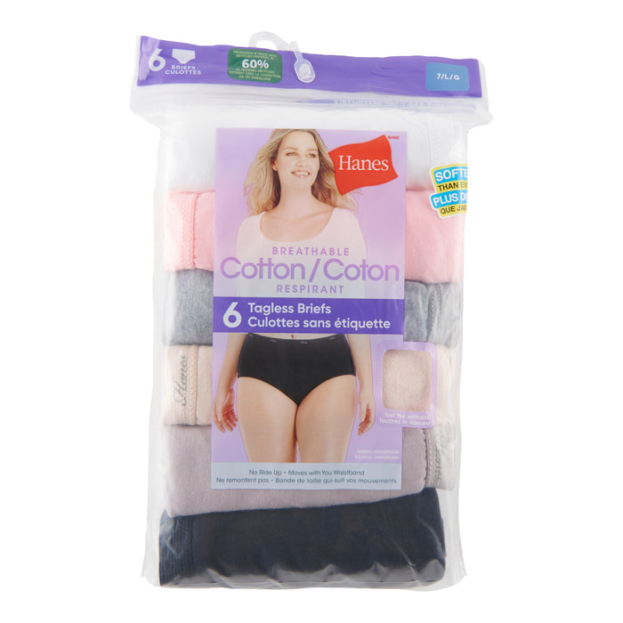 Hanes Women's High-Rise Briefs, Large, 6-Pack