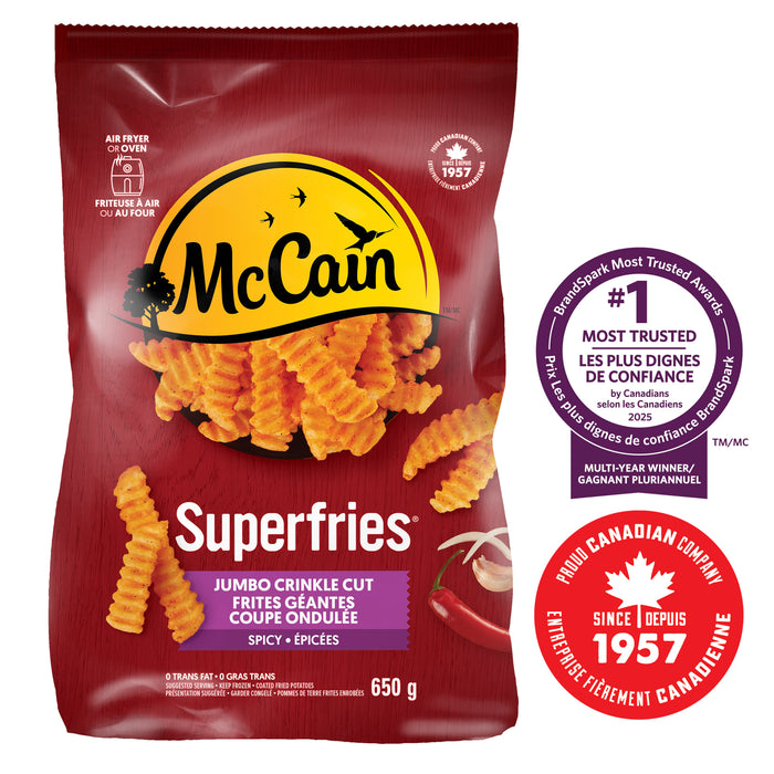 Frites géantes à coupe ondulée épicées Superfries McCain, 650 g