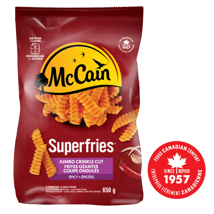 McCain Superfries Coated Fried Potatoes Jumbo Crinkle Cut Spicy, 650 g