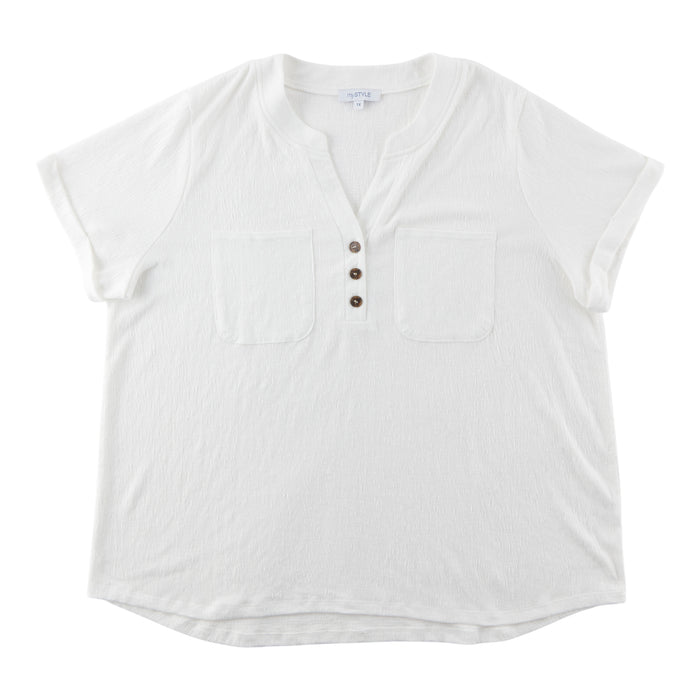 Chemise boutonnée à col en V taille plus mySTYLE pour femmes