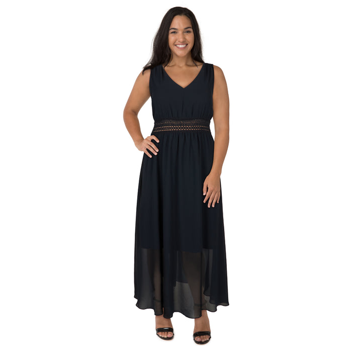 lily morgan Women's Plus Crochet Waist Maxi Dress