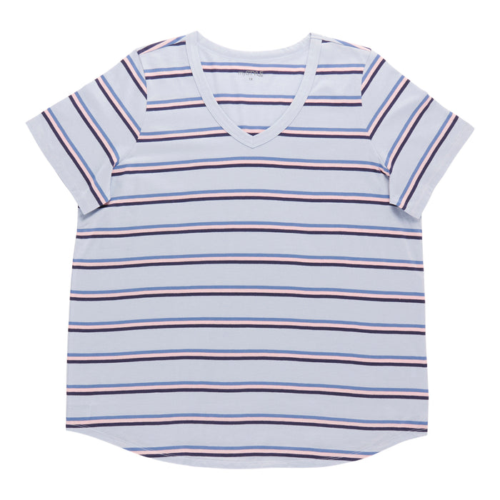 mySTYLE Women's Plus V-Neck Stripe Tee