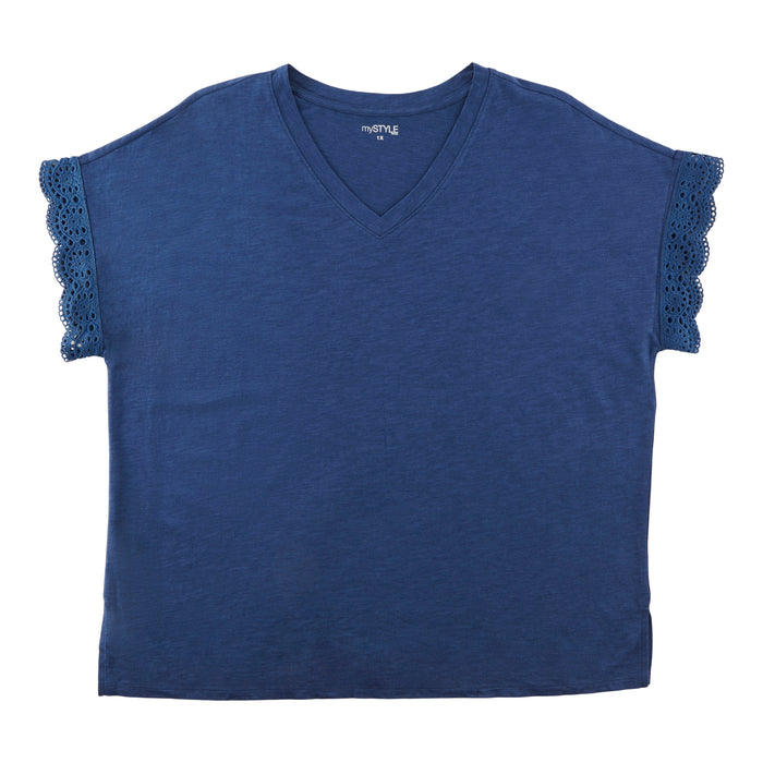 T-shirt à manches crochetées taille plus mySTYLE pour femmes