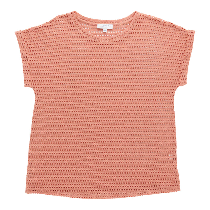 mySTYLE Women's Mesh Short Sleeve Top