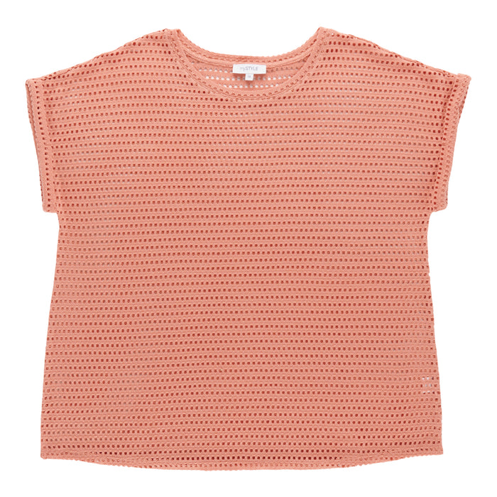 mySTYLE Women's Plus Mesh Short Sleeve Top
