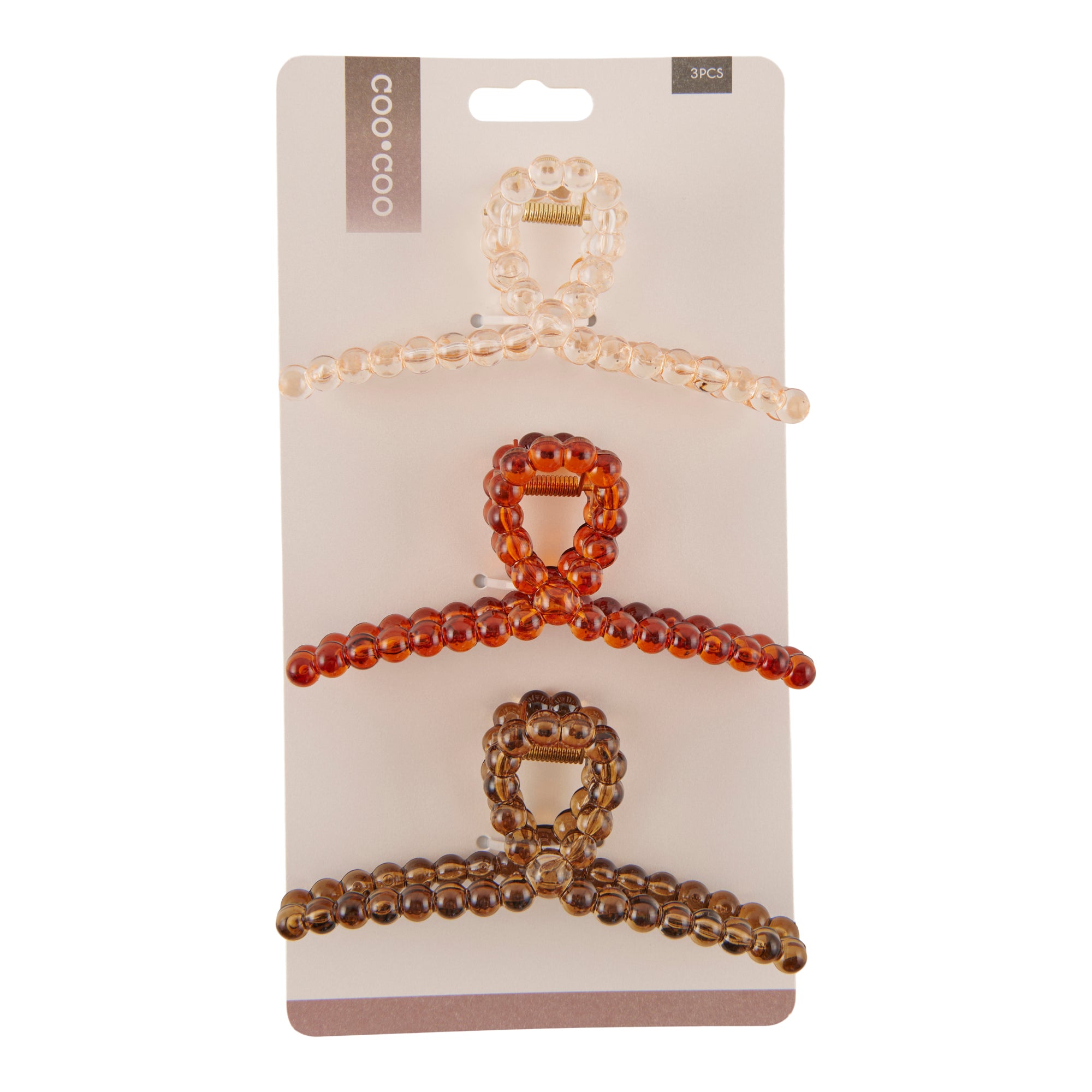 Coo Coo Ivory Bubble Claw Hair Clips, 3Piece Giant Tiger