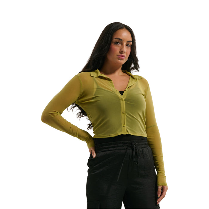 Women's Button Down Mesh Top