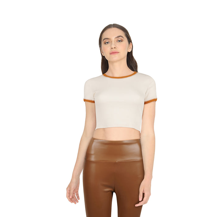 Women's Short Sleeve Cropped Crew Neck Tee