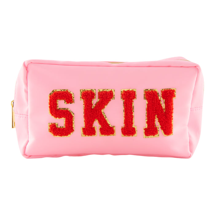 Poche à cosmétiques en chenille, peau