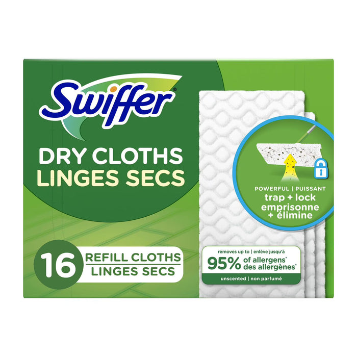 Recharges de linges secs non parfumés Swiffer Sweeper - emb. de 16