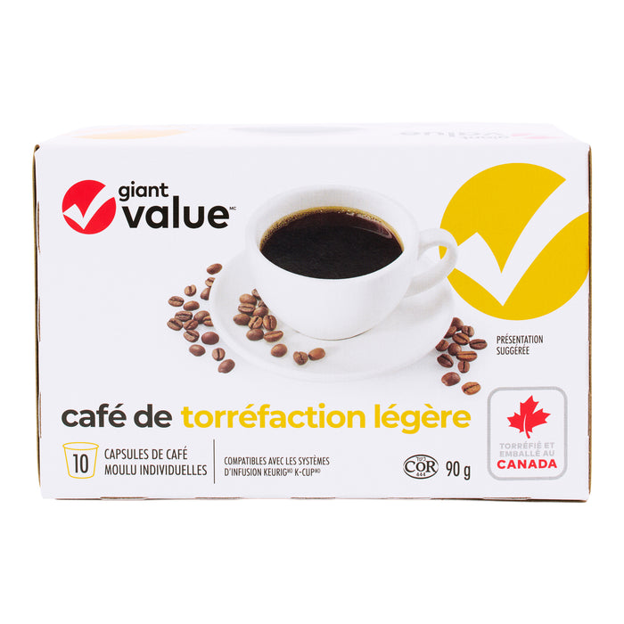 Café torréfié léger Giant Value, emb. de 10, 90 g