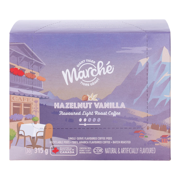 Giant Tiger Marché Hazelnut Vanilla, Light Roast Coffee, 30-Pack, 315 g