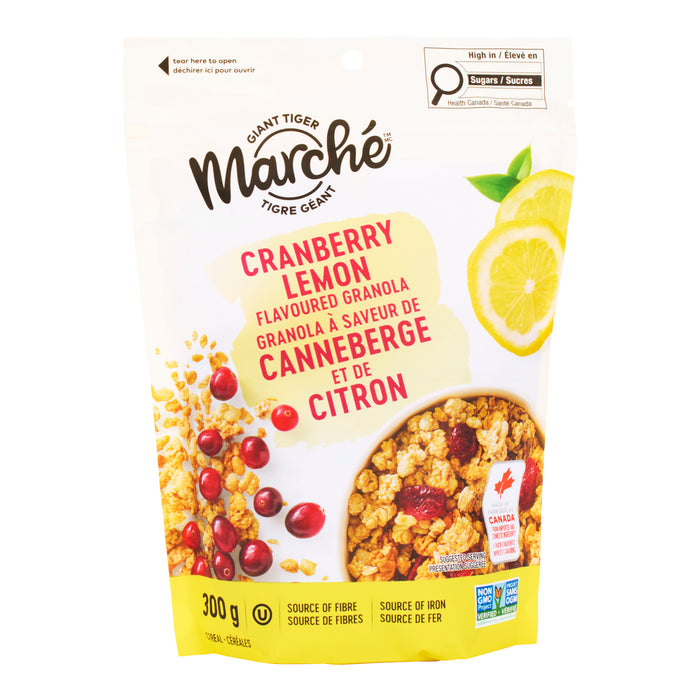 Giant Tiger Marché Granola  à saveur de canneberge et de citron, 300 g