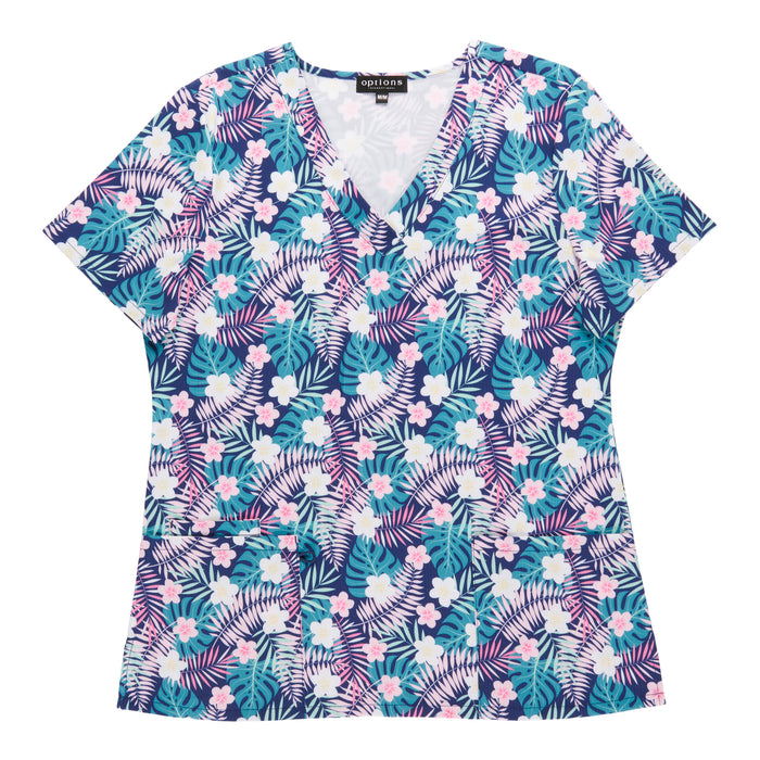 Options Women's Printed V-Neck Scrub Top