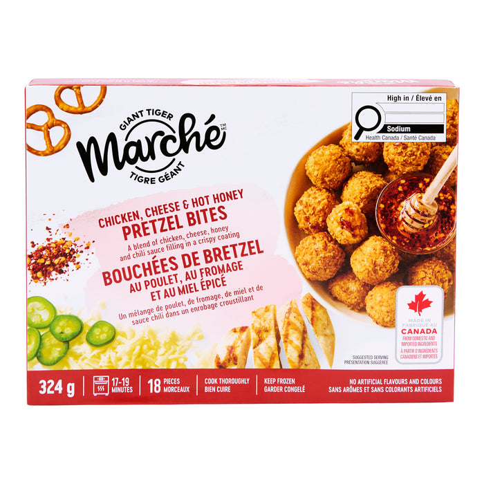 Giant Tiger Marché Chicken, Cheese & Hot Honey Pretzel Bites, 18-Pack, 360 g
