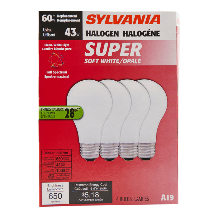 Sylvania Halogen Soft White Light Bulbs, 4-Pack