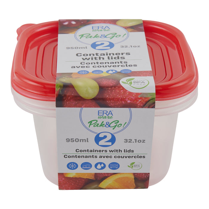Récipients de conservation ERAware, rouge, 950 ml - emb. de 2