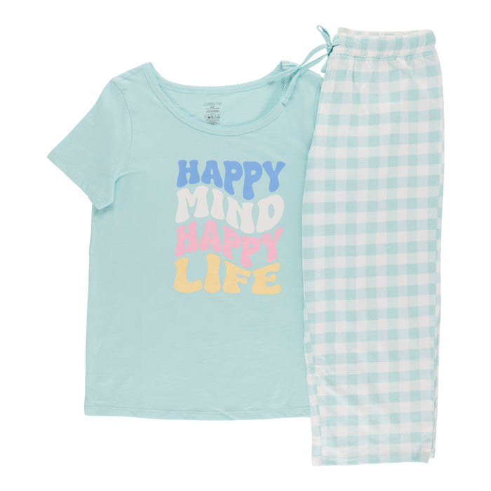 Carisma Women's Short Sleeve Cotton Capri PJ Set, 2-Piece