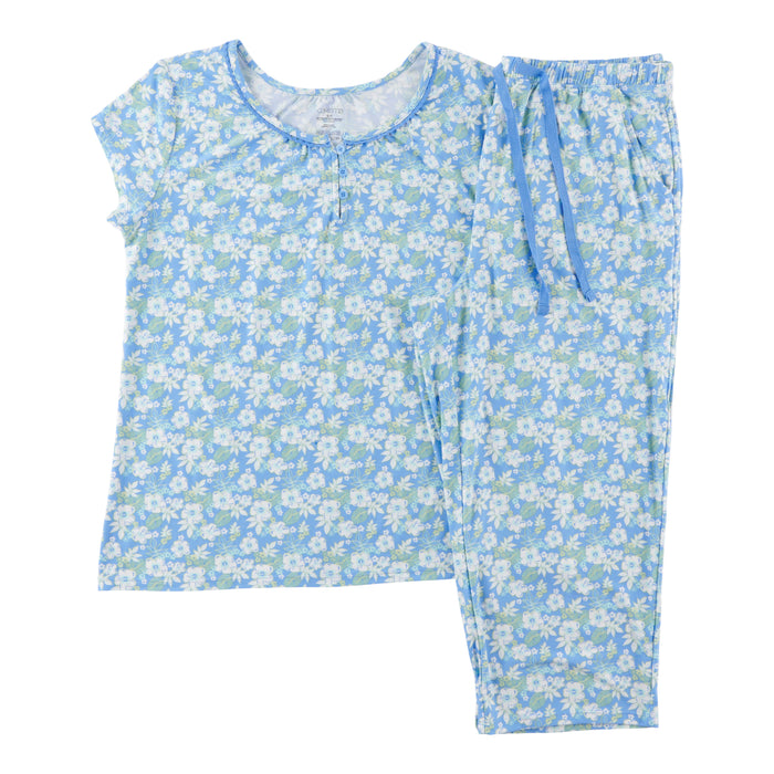 Pyjama avec capri et col rond à manches courtes Carisma pour femmes, 2 pièces