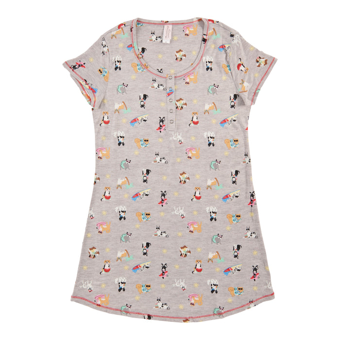 Chemise de nuit avec mancherons et patte de boutonnage Carisma pour femmes