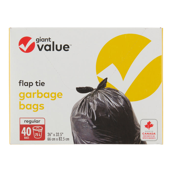 Giant Value Garbage Bags, 40-Pack, 75 L