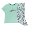 Carisma Women's Screen Printed Cap Sleeve Capri PJ Set, 2-Piece