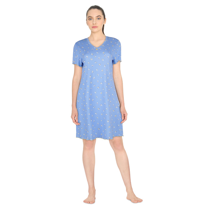 Chemise de nuit côtelée à encolure en V Carisma pour femmes