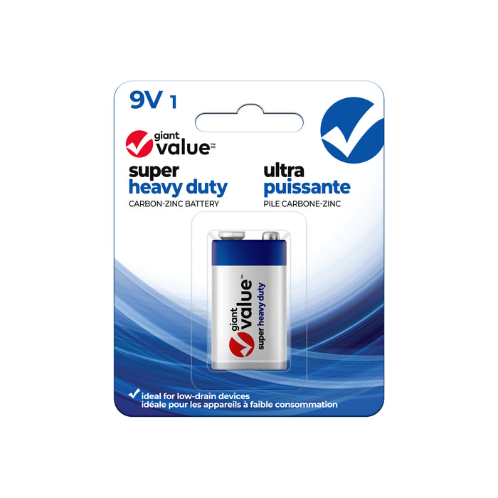 Pile alcaline de 9 V super puissante Giant Value, emb. de 1
