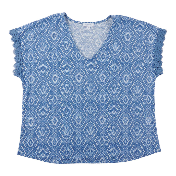 mySTYLE Women's Plus Textured Crochet Top
