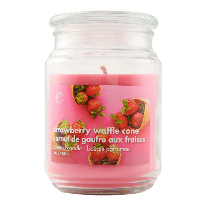 Chandelle en pot, Cône gaufré à la fraise, 18 oz