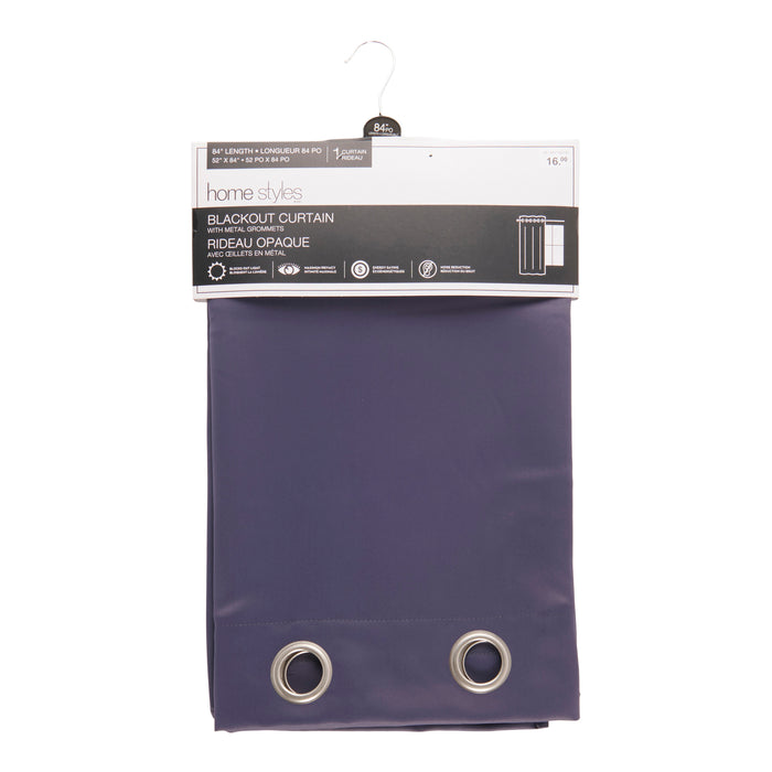 Rideau opaque HomeStyles, bleu moyen, 52 po x 84 po