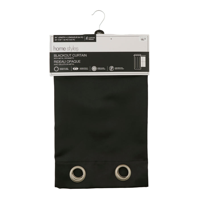 HomeStyles Blackout Curtain, Black, 52-in x 84-in.
