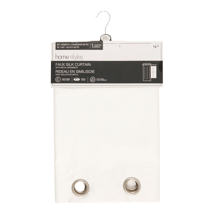 Rideau imitation soie HomeStyles, blanc, 52 po x 63 po