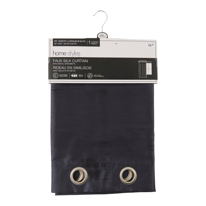 Rideau imitation soie HomeStyles, gris foncé, 52 po x 63 po 